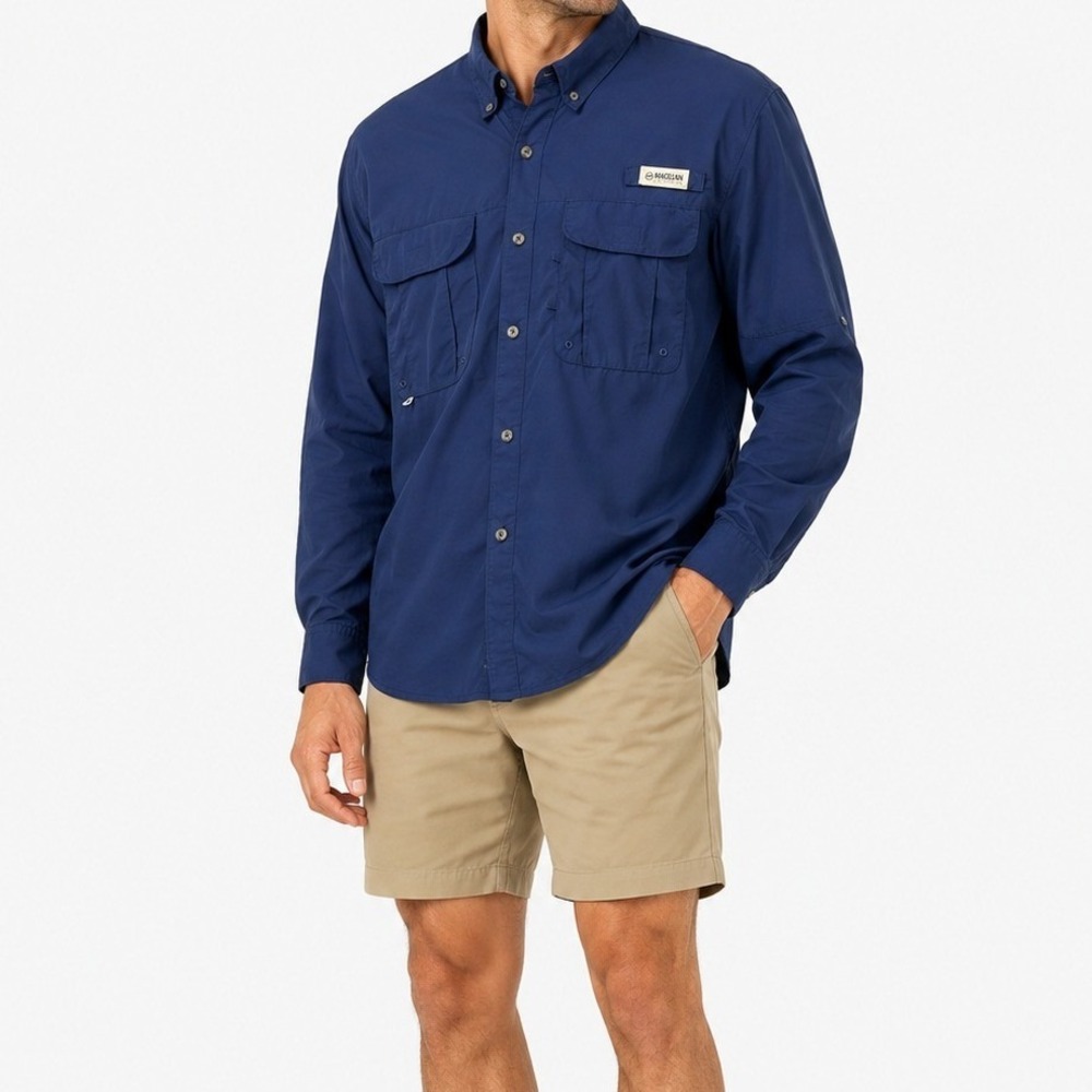 Magellan Outdoors Fishing Shirt Men Large Blue Laguna Madre Relaxed Fit